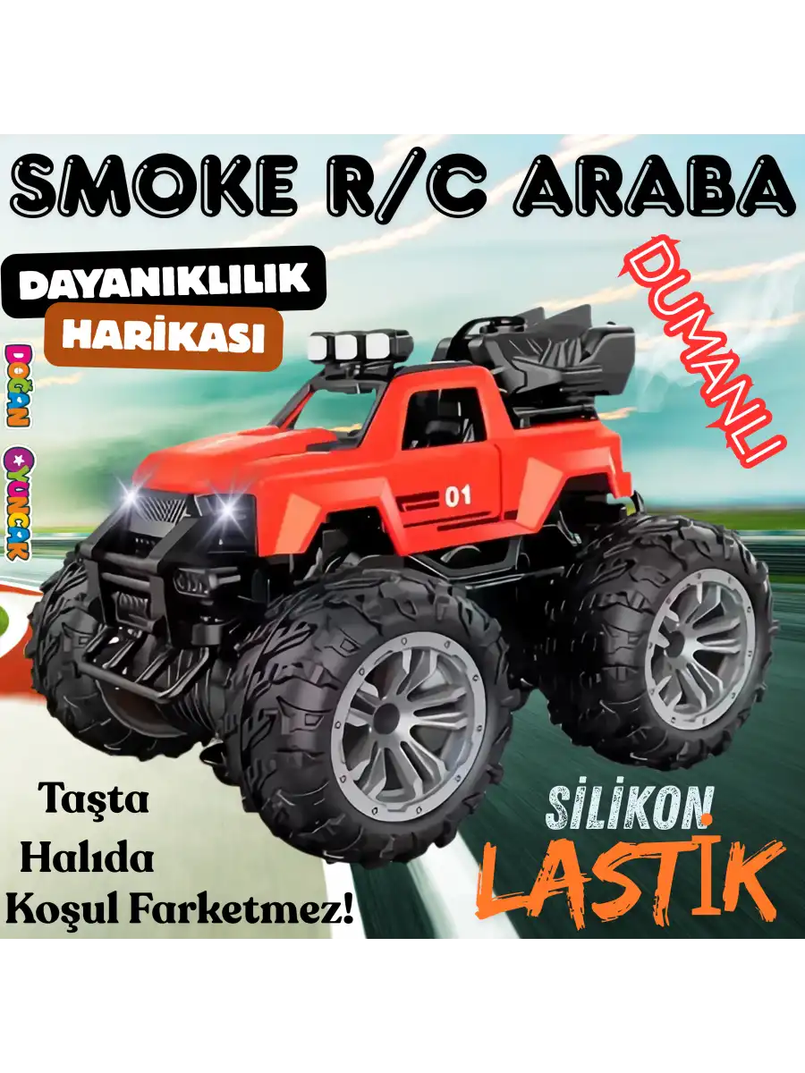 Smoke R/C Araba Kırmızı - Uzaktan Kumandalı Duman Atan Araba - Dumanlı Kumandalı Araba - Uzaktan Kumandalı Araba