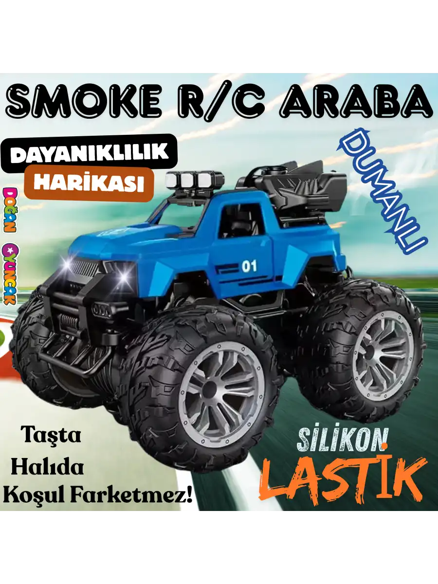 Smoke R/C Araba Mavi - Uzaktan Kumandalı Duman Atan Araba - Dumanlı Kumandalı Araba - Uzaktan Kumandalı Araba