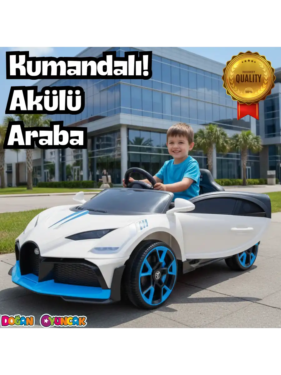 Style GT Beyaz Uzaktan Kumandalı 4X2 12 Volt Akülü Araba - RC Bugatti Divo Akülü Araba