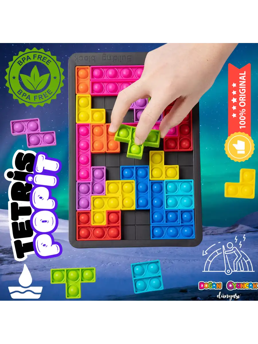 Tetris Popit - Puzzle Popit - Slicon Puzzle Building BlocksPopit - Popit Oyuncak - Stres Oyuncak - Slikon Tetris Popit Oyuncak
