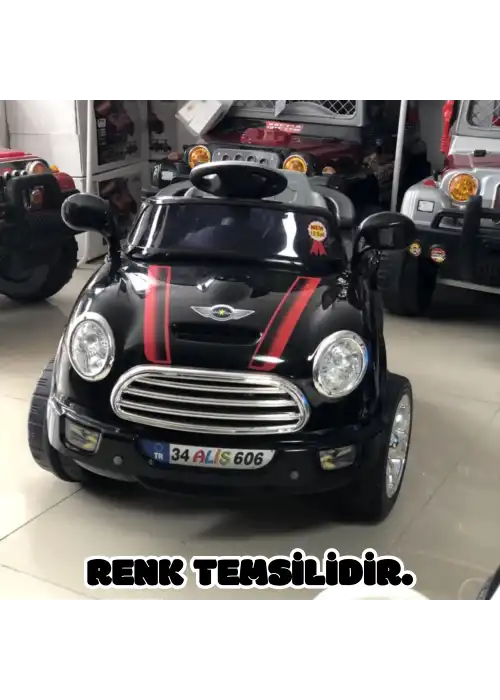 Kumandalı Mini Cooper Akülü Araba Gri - Kumandalı 12 Volt Tek Kişilik Akülü Araba Akülü JEEP - Turbo Coupe Akülü Araba