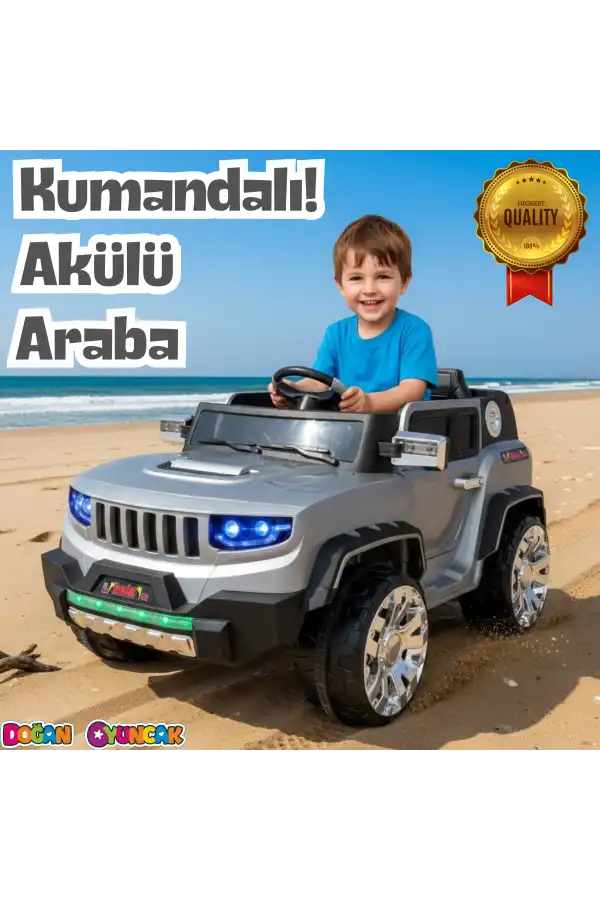 İznik Gri Uzaktan Kumandalı 4X2 12 Volt Akülü Araba - RC Jeep Akülü Araba