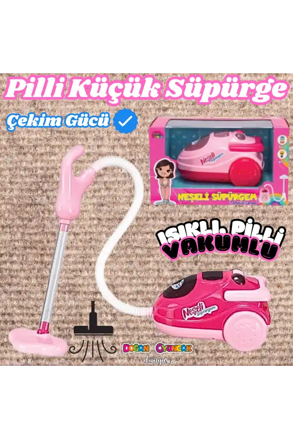Küçük Pilli Neşeli Süpürgem - Pilli Oyuncak Süpüge - Elektirikli Süpürge Oyuncak - Işıklı Sesli Süpürge - Pilli Işıklı Sesli Süpürge
