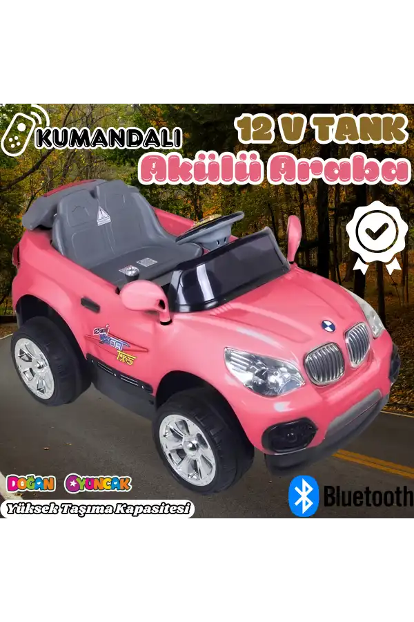 Kumandalı BMW Akülü Araba Pembe - Kumandalı 12 Volt Tek Kişilik Akülü Araba Akülü JEEP - TX5 Sport Akülü Araba