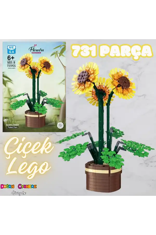 Mikro Blok Çiçek Ayçiçeği 731 Parça - Lego Setleri - MEGA Lego - Çiçek Lego - MEGA Çiçek Lego - Mikro Bloklar