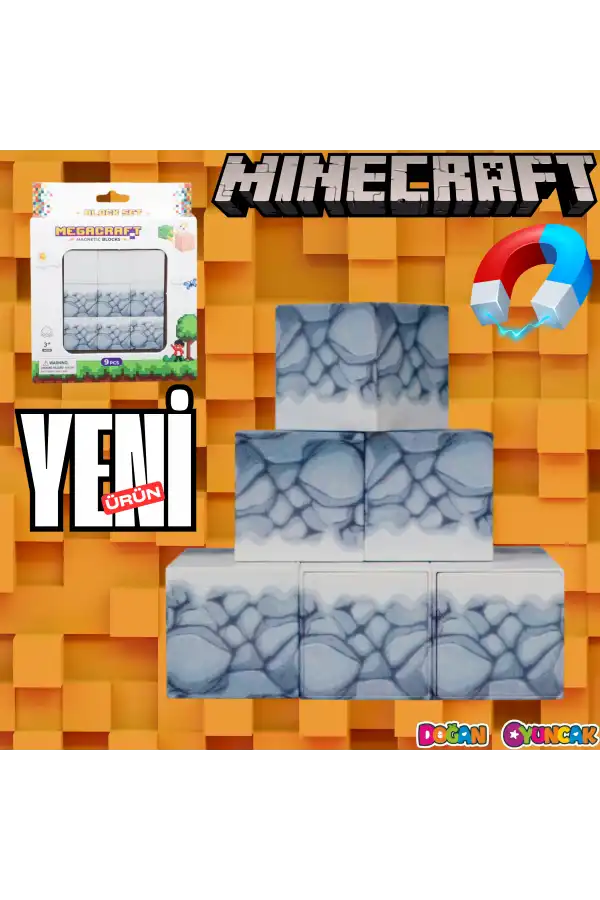 Minecraft Karlı Taş Desenli Blok Manyetik Lego Minecraft Manyetik Lego Minecraft Lego Megnetic Blocks