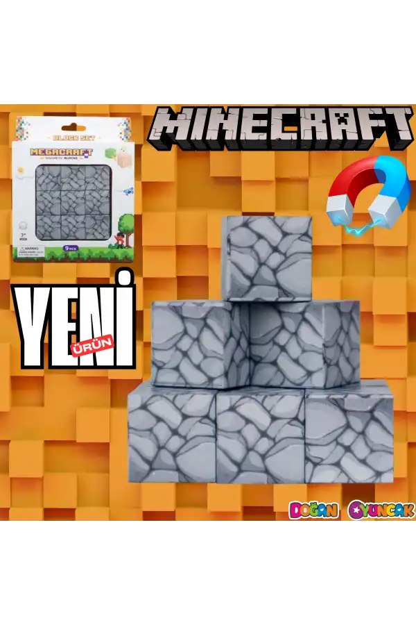 Minecraft Taş Desenli Blok Manyetik Lego Minecraft Manyetik Lego Minecraft Lego Megnetic Blocks