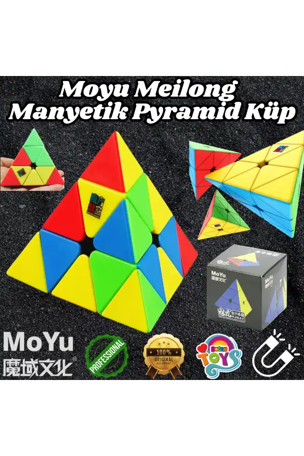 Orijinal MoYu Meilong Piramit Manyetik Küp - Moyu Speed Cube - Moyu Piramit Zeka Küpü - Zeka Küpü - Magnetic Cube