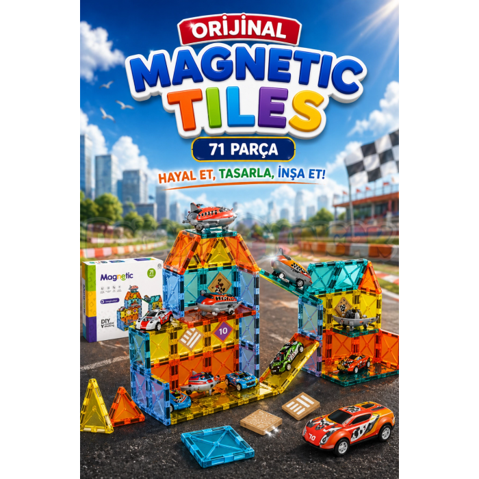 Orijinal Magnetic Tiles 71 Parça Manyetik Lego - Magnetic Magical