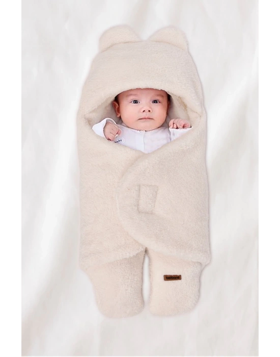 0-12 Ay Çift Kat Elyaflı Bebek Dış Kundak- Pelüş Bebek Battaniyesi- Ayaklı Welsoft Bebek Uyku Tulumu