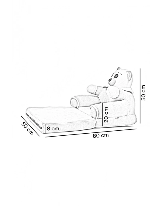 Anti Bakteriyel Portatif Katlanabilir Sünger Çocuk Koltuğu - Panda, Ayıcık Koltuk Gri Fuşya