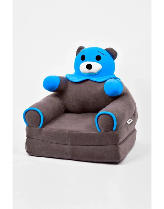 Anti Bakteriyel Portatif Katlanabilir Sünger Çocuk Koltuğu - Panda, Ayıcık Koltuk Gri Mavi