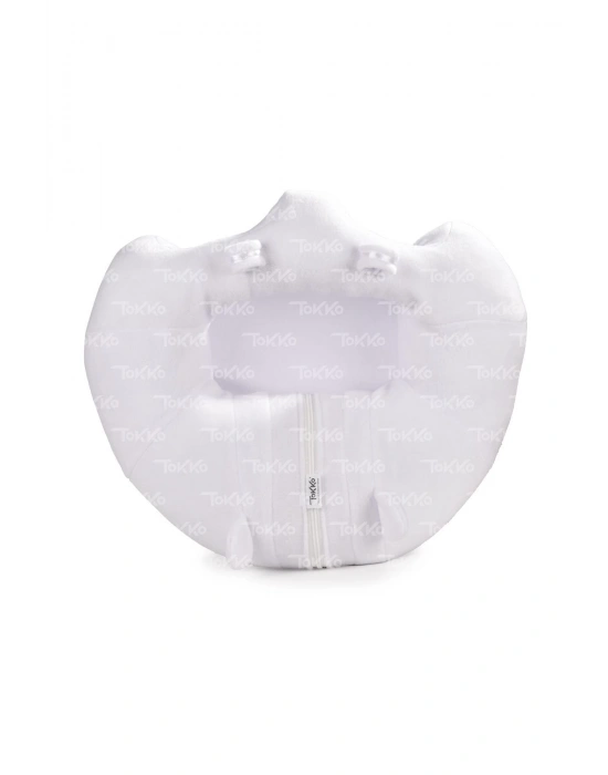 Elyaf Dolgu Bebek Oturma Destek Minderi - Devrilmez Bebek Koltuğu - Büyük Bebek Oturağı Beyaz