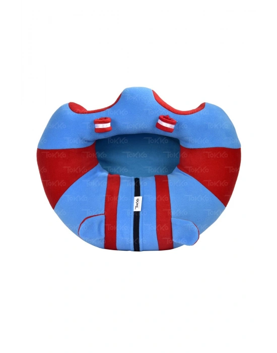 Elyaf Dolgu Bebek Oturma Destek Minderi - Devrilmez Bebek Koltuğu - Büyük Bebek Oturağı Bordo Mavi