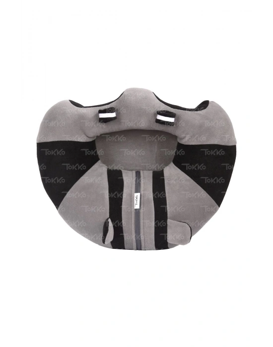Elyaf Dolgu Bebek Oturma Destek Minderi - Devrilmez Bebek Koltuğu - Büyük Bebek Oturağı Gri Siyah