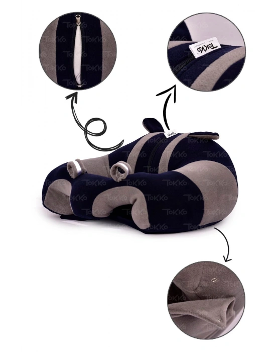 Elyaf Dolgu Bebek Oturma Destek Minderi - Devrilmez Bebek Koltuğu - Büyük Bebek Oturağı Lacivert Gri