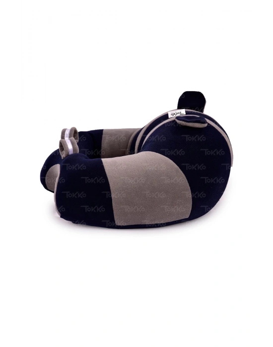 Elyaf Dolgu Bebek Oturma Destek Minderi - Devrilmez Bebek Koltuğu - Büyük Bebek Oturağı Lacivert Gri