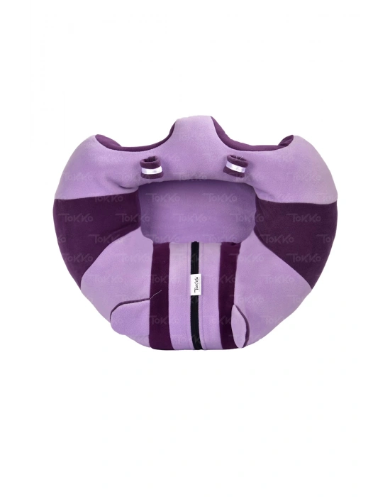 Elyaf Dolgu Bebek Oturma Destek Minderi - Devrilmez Bebek Koltuğu - Büyük Bebek Oturağı Lila Mor