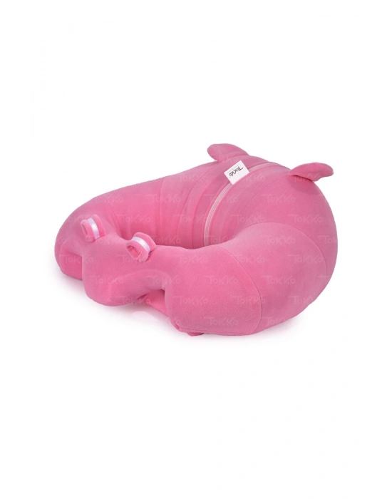 Elyaf Dolgu Bebek Oturma Destek Minderi - Devrilmez Bebek Koltuğu - Büyük Bebek Oturağı Pembe