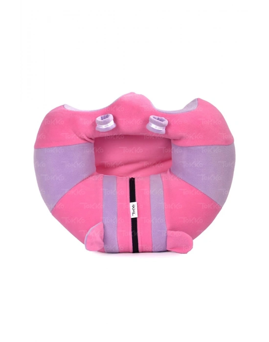 Elyaf Dolgu Bebek Oturma Destek Minderi - Devrilmez Bebek Koltuğu - Büyük Bebek Oturağı Pembe Lila
