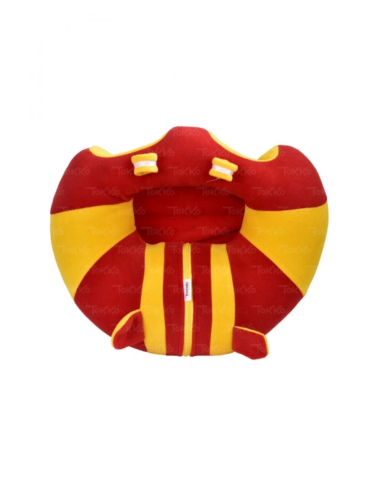 Elyaf Dolgu Bebek Oturma Destek Minderi - Devrilmez Bebek Koltuğu - Büyük Bebek Oturağı Sarı Kırmızı