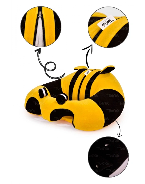 Elyaf Dolgu Bebek Oturma Destek Minderi - Devrilmez Bebek Koltuğu - Büyük Bebek Oturağı Sarı Siyah