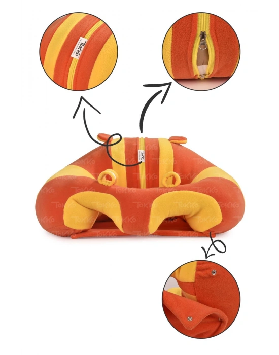 Elyaf Dolgu Bebek Oturma Destek Minderi - Devrilmez Bebek Koltuğu - Büyük Bebek Oturağı Sarı Turuncu