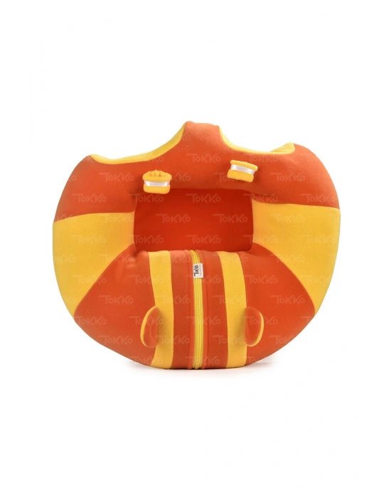 Elyaf Dolgu Bebek Oturma Destek Minderi - Devrilmez Bebek Koltuğu - Büyük Bebek Oturağı Sarı Turuncu