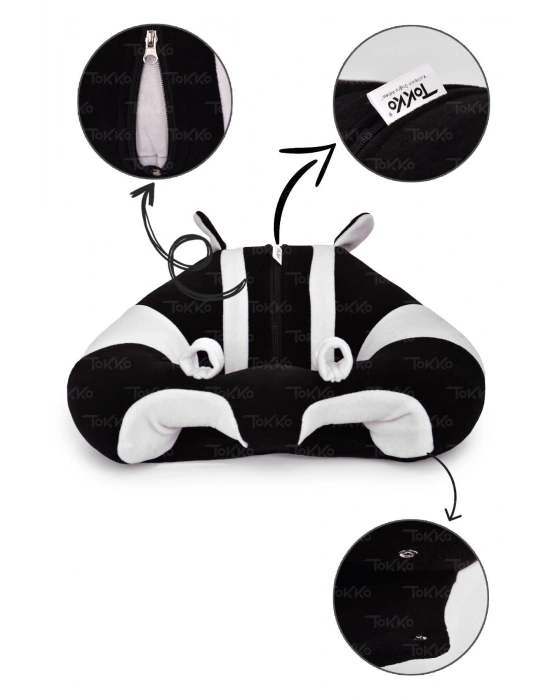 Elyaf Dolgu Bebek Oturma Destek Minderi - Devrilmez Bebek Koltuğu - Büyük Bebek Oturağı Siyah Beyaz