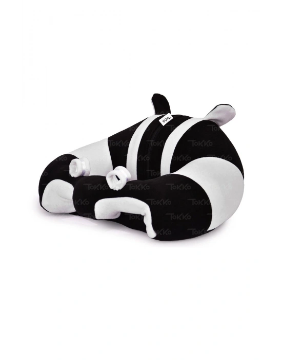 Elyaf Dolgu Bebek Oturma Destek Minderi - Devrilmez Bebek Koltuğu - Büyük Bebek Oturağı Siyah Beyaz