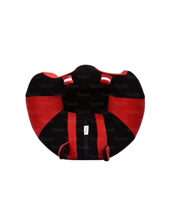 Elyaf Dolgu Bebek Oturma Destek Minderi- Devrilmez Bebek Koltuğu - Büyük Bebek Oturağı Siyah Kırmızı