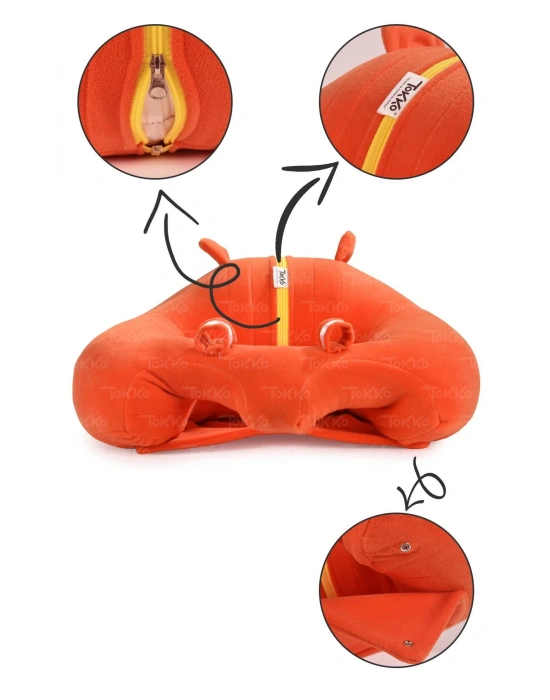 Elyaf Dolgu Bebek Oturma Destek Minderi - Devrilmez Bebek Koltuğu - Büyük Bebek Oturağı Turuncu