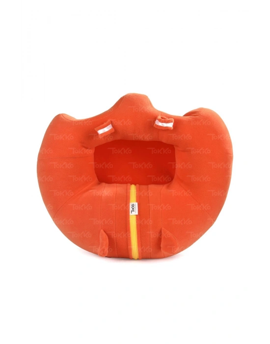 Elyaf Dolgu Bebek Oturma Destek Minderi - Devrilmez Bebek Koltuğu - Büyük Bebek Oturağı Turuncu