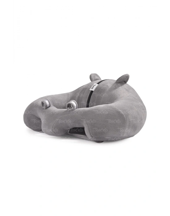 Elyaf Dolgu Bebek Oturma Destek Minderi - Devrilmez Bebek Koltuğu - Büyük Bebek Oturağı Gri