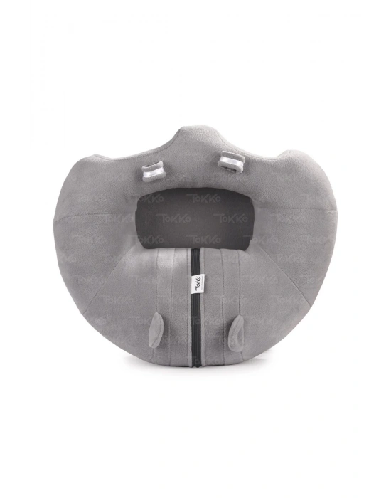 Elyaf Dolgu Bebek Oturma Destek Minderi - Devrilmez Bebek Koltuğu - Büyük Bebek Oturağı Gri