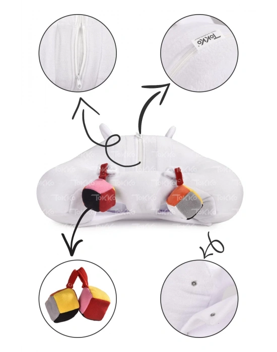 Oyuncaklı Bebek Oturma Destek Minderi - Devrilmez Bebek Koltuğu - Büyük Bebek Oturağı Beyaz