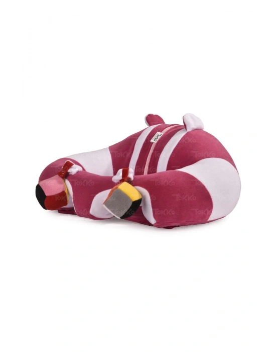 Oyuncaklı Bebek Oturma Destek Minderi - Devrilmez Bebek Koltuğu - Büyük Bebek Oturağı Fuşya Beyaz