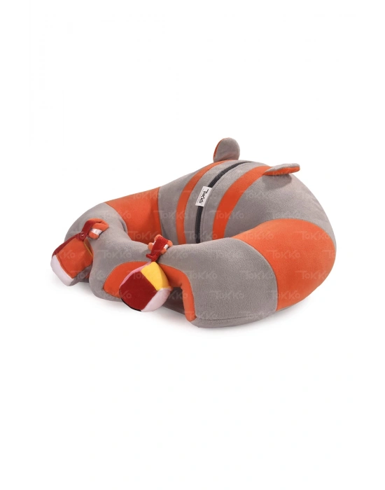 Oyuncaklı Bebek Oturma Destek Minderi - Devrilmez Bebek Koltuğu - Büyük Bebek Oturağı Gri Turuncu