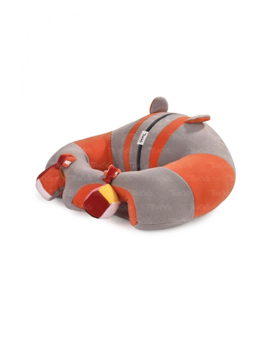 Oyuncaklı Bebek Oturma Destek Minderi - Devrilmez Bebek Koltuğu - Büyük Bebek Oturağı Gri Turuncu