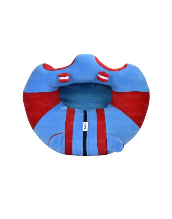 Oyuncaklı Bebek Oturma Destek Minderi - Devrilmez Bebek Koltuğu - Büyük Bebek Oturağı Mavi Kırmızı