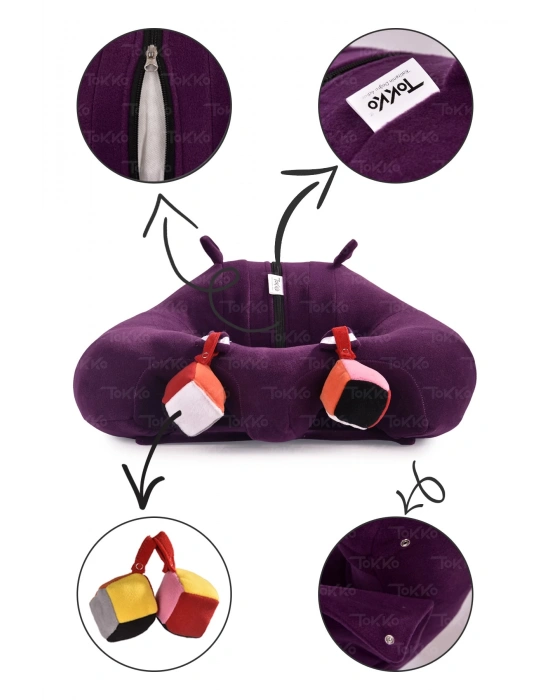 Oyuncaklı Bebek Oturma Destek Minderi - Devrilmez Bebek Koltuğu - Büyük Bebek Oturağı Mor