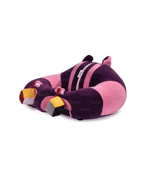 Oyuncaklı Bebek Oturma Destek Minderi - Devrilmez Bebek Koltuğu - Büyük Bebek Oturağı Mor Pembe