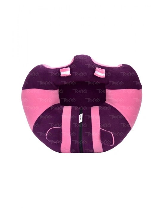 Oyuncaklı Bebek Oturma Destek Minderi - Devrilmez Bebek Koltuğu - Büyük Bebek Oturağı Mor Pembe