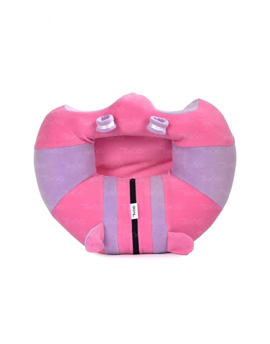 Oyuncaklı Bebek Oturma Destek Minderi - Devrilmez Bebek Koltuğu - Büyük Bebek Oturağı Pembe Lila