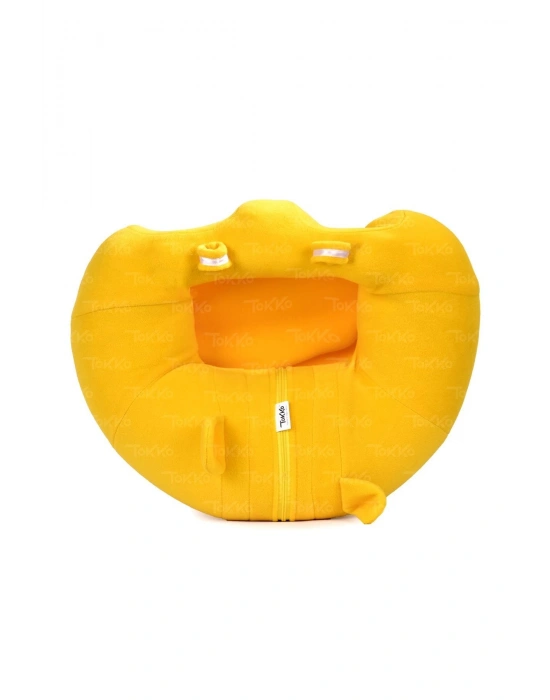 Oyuncaklı Bebek Oturma Destek Minderi - Devrilmez Bebek Koltuğu - Büyük Bebek Oturağı Sarı
