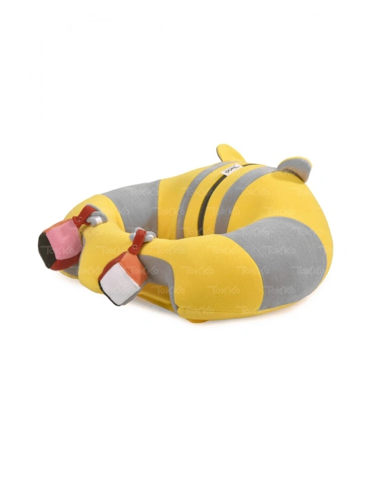 Oyuncaklı Bebek Oturma Destek Minderi - Devrilmez Bebek Koltuğu - Büyük Bebek Oturağı Sarı Gri