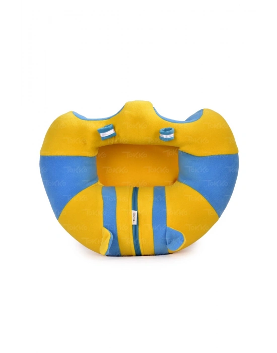 Oyuncaklı Bebek Oturma Destek Minderi - Devrilmez Bebek Koltuğu - Büyük Bebek Oturağı Sarı Mavi
