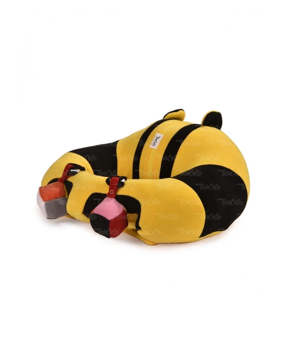 Oyuncaklı Bebek Oturma Destek Minderi - Devrilmez Bebek Koltuğu - Büyük Bebek Oturağı Sarı Siyah