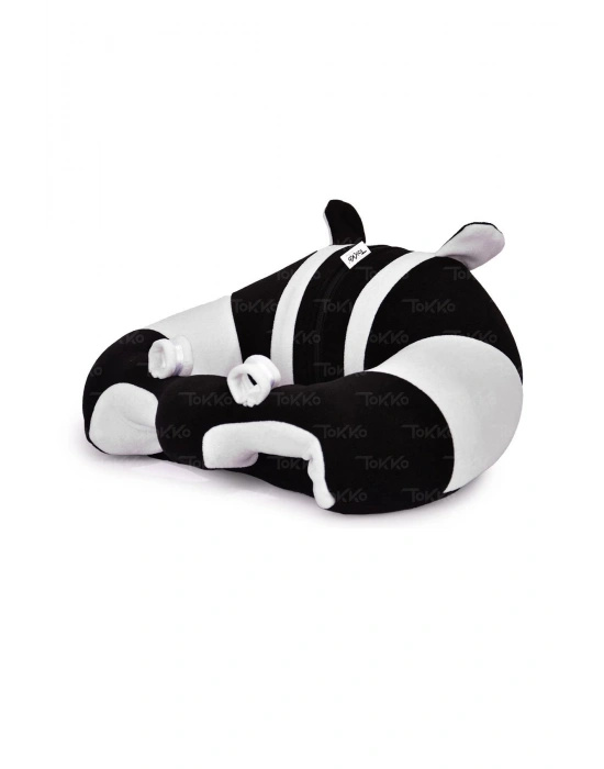 Oyuncaklı Bebek Oturma Destek Minderi - Devrilmez Bebek Koltuğu - Büyük Bebek Oturağı Siyah Beyaz