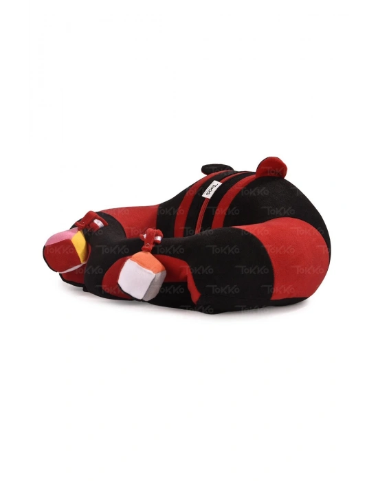 Oyuncaklı Bebek Oturma Destek Minderi - Devrilmez Bebek Koltuğu - Büyük Bebek Oturağı Siyah Kırmızı